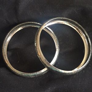 Set of two silver bangle bracelets